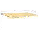 markise m. LED + vindsensor 600x300 cm automatisk gul/hvid