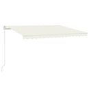 markise m. LED-lys 400x350 cm manuel betjening cremefarvet
