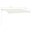 markise m. LED-lys 400x350 cm manuel betjening cremefarvet