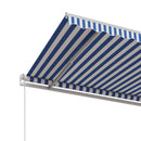 markise 450x300 cm automatisk betjening blå og hvid