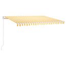 markise m. LED-lys 450x350 cm manuel betjening gul og hvid