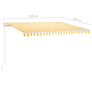 markise m. LED-lys 450x350 cm manuel betjening gul og hvid
