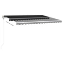 markise m. LED + vindsensor 450x350 cm automatisk antracitgrå