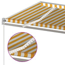 markise m. LED-lys 500x350 cm manuel betjening gul og hvid