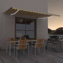 markise m. LED-lys 500x350 cm manuel betjening gul og hvid