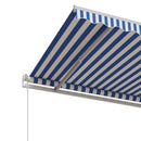 markise 500x350 cm automatisk betjening blå og hvid