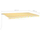 markise m. LED-lys 600x350 cm manuel betjening gul og hvid