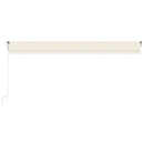 markise m. LED + vindsensor 600x350 cm automatisk cremefarvet