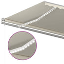 markise m. LED + vindsensor 600x350 cm automatisk cremefarvet