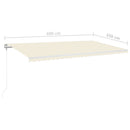 markise m. LED + vindsensor 600x350 cm automatisk cremefarvet