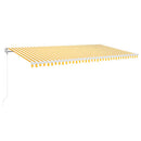 markise m. LED + vindsensor 600x350 cm automatisk gul og hvid