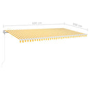 markise m. LED + vindsensor 600x350 cm automatisk gul og hvid