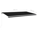 markise m. LED + vindsensor 600x350 cm automatisk antracit