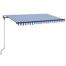 markise m. LED + vindsensor 300x250 cm automatisk blå og hvid