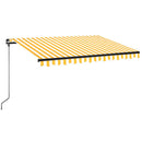 markise m. LED-lys 350x250 cm manuel betjening gul og hvid
