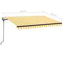 markise 350x250 cm automatisk betjening gul og hvid