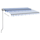 markise m. LED + vindsensor 350x250 cm automatisk blå og hvid