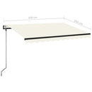 markise m. LED + vindsensor 350x350 cm automatisk cremefarvet