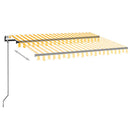 markise m. LED + vindsensor 350x250 cm automatisk gul og hvid