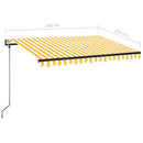 markise m. LED + vindsensor 350x250 cm automatisk gul og hvid