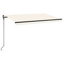 markise m. LED-lys 450x300 cm manuel betjening cremefarvet