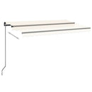 markise m. LED-lys 450x300 cm manuel betjening cremefarvet