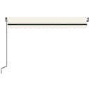 markise m. LED-lys 450x300 cm manuel betjening cremefarvet