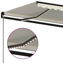markise m. LED-lys 450x300 cm manuel betjening cremefarvet
