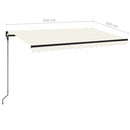 markise m. LED-lys 450x300 cm manuel betjening cremefarvet