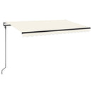 markise m. LED + vindsensor 450x300 cm automatisk cremefarvet
