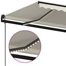 markise m. LED + vindsensor 450x300 cm automatisk cremefarvet