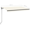 markise m. LED + vindsensor 450x300 cm automatisk cremefarvet