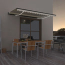 markise m. LED + vindsensor 450x300 cm automatisk cremefarvet