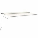 markise m. LED-lys 500x300 cm manuel betjening cremefarvet