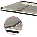 markise m. LED-lys 500x300 cm manuel betjening cremefarvet