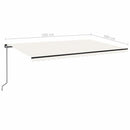 markise m. LED-lys 500x300 cm manuel betjening cremefarvet