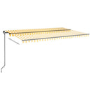 markise m. LED-lys 500x300 cm manuel betjening gul og hvid