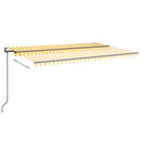 markise m. LED + vindsensor 500x300 cm automatisk gul og hvid