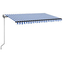 markise m. LED + vindsensor 400x350 cm automatisk blå og hvid