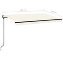 markise m. LED + vindsensor 400x350 cm automatisk creme