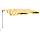 markise m. LED-lys 450x350 cm manuel betjening gul og hvid