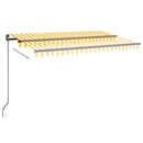 markise m. LED-lys 450x350 cm manuel betjening gul og hvid