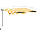 markise 450x350 cm automatisk betjening gul og hvid
