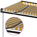 markise m. LED + vindsensor 450x350 cm automatisk gul og hvid