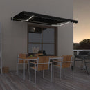 markise m. LED + vindsensor 450x350 cm automatisk antracitgrå