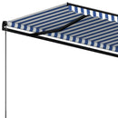 markise 500x350 cm manuel betjening blå og hvid
