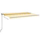 markise m. LED-lys 500x350 cm manuel betjening gul og hvid