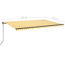 markise m. LED-lys 500x350 cm manuel betjening gul og hvid