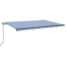 markise 500x350 cm automatisk betjening blå og hvid