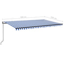markise m. LED + vindsensor 500x350 cm automatisk blå og hvid